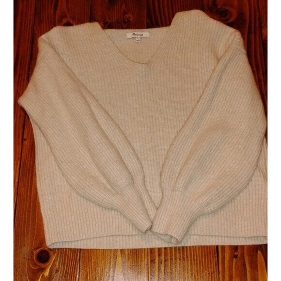 Madewell Wool Blend Puff Sleeve Sweater Small Cozy Knit Fall Winter - Picture 6 of 10